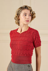 1940s Sweetheart Sweater - Chilli