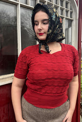 1940s Sweetheart Sweater - Chilli