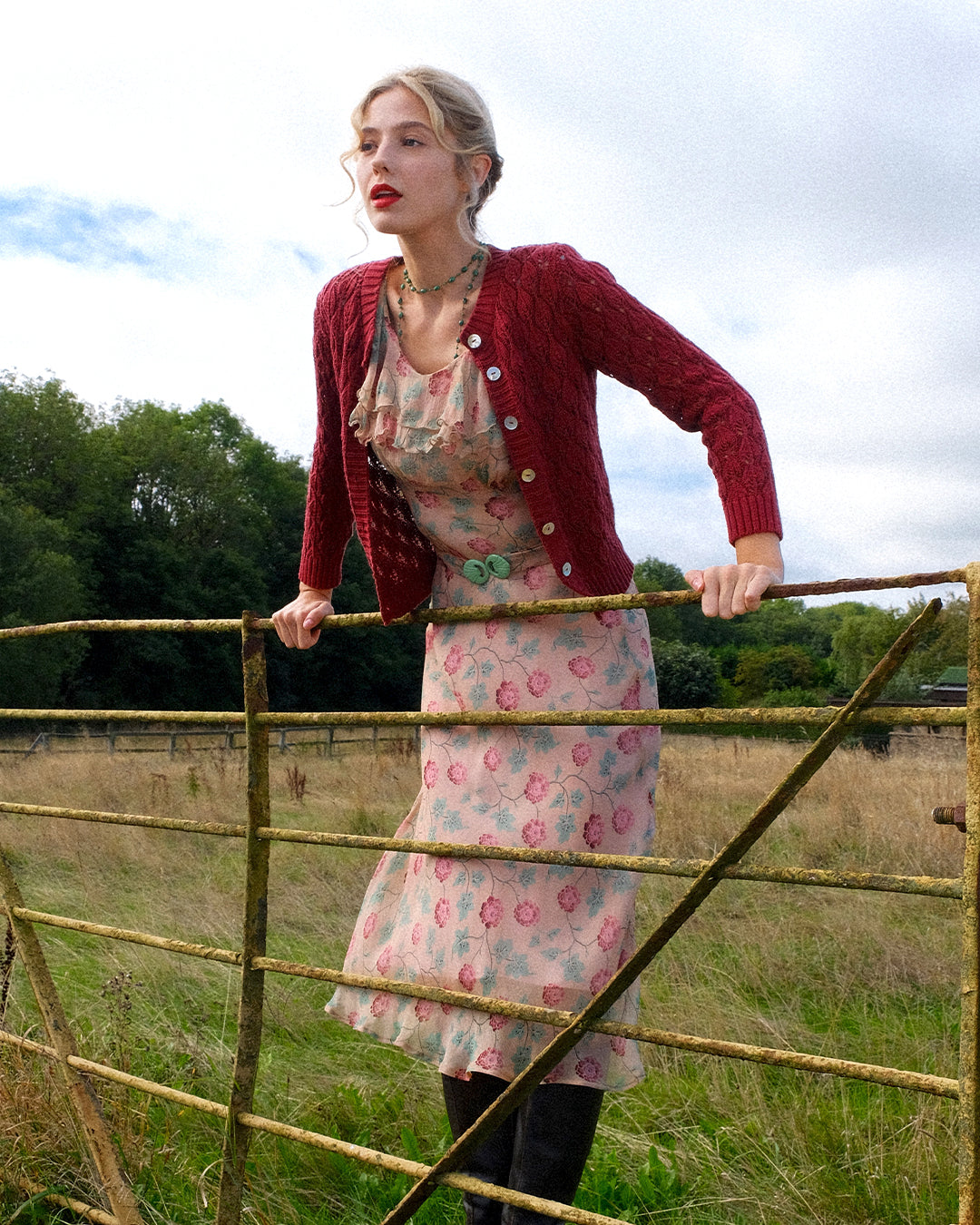 1930s Cissy Dress - Hydrangea Georgette - model shot