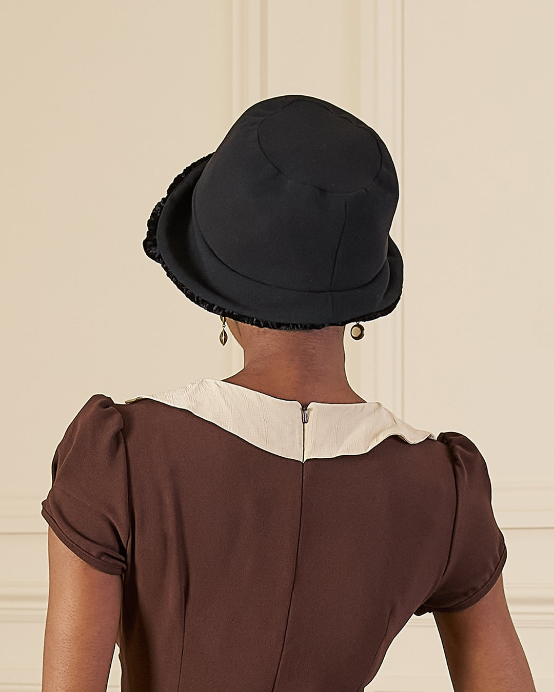 1920s Clara Cloche Hat - Black Velvet
