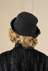 1920s Clara Cloche Hat - Black Velvet