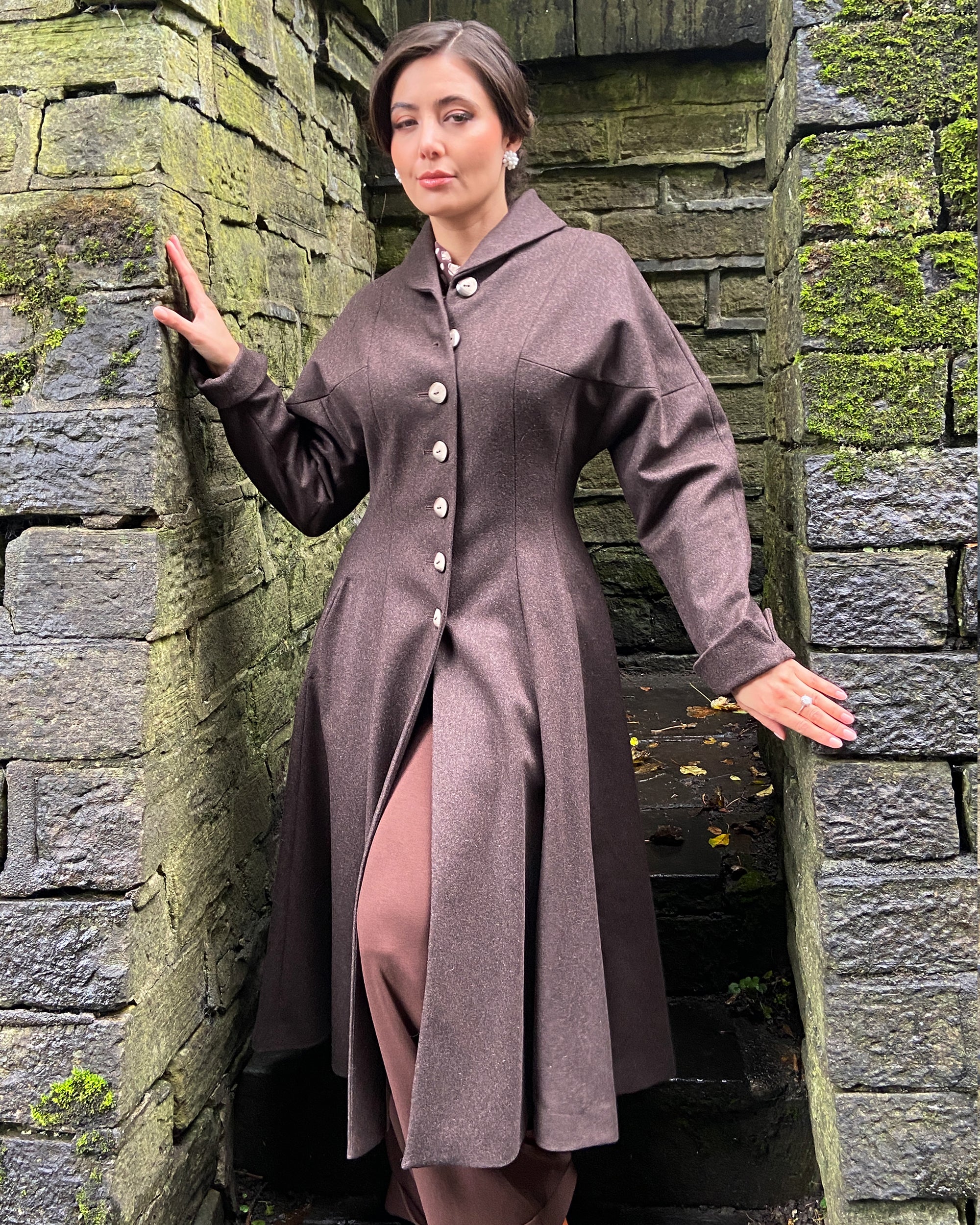 50s Couture Long Coat - Mocha