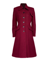 1930s/40s Princess Line Coat in Cranberry Red Wool