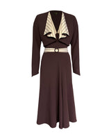 1930s Connie Dress and Crop Jacket - Brown and Oakline Stripe