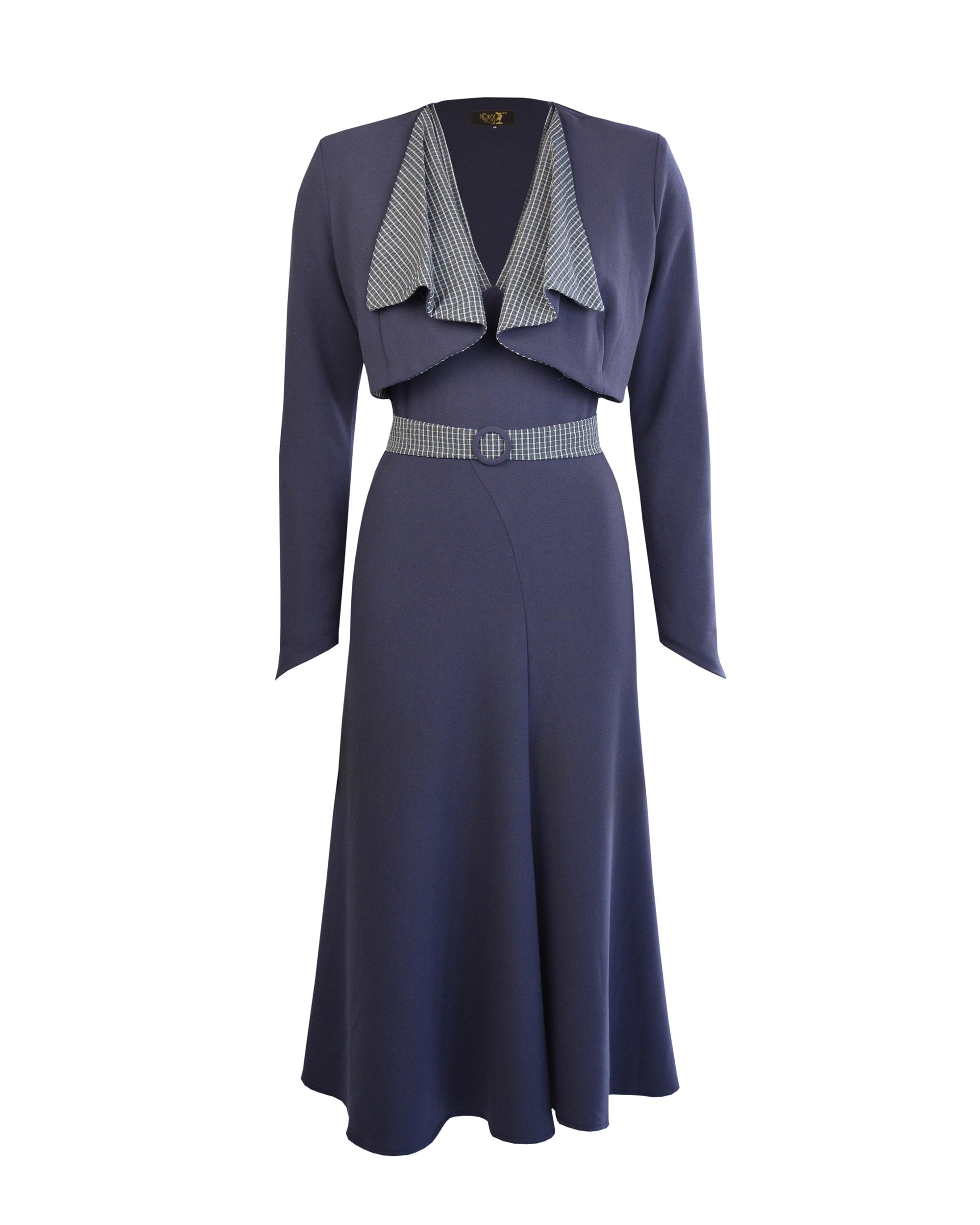 1930s Connie Dress and Crop Jacket - Steel and Check