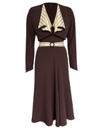 1930s Connie Dress and Crop Jacket in Brown and Oakline Stripe