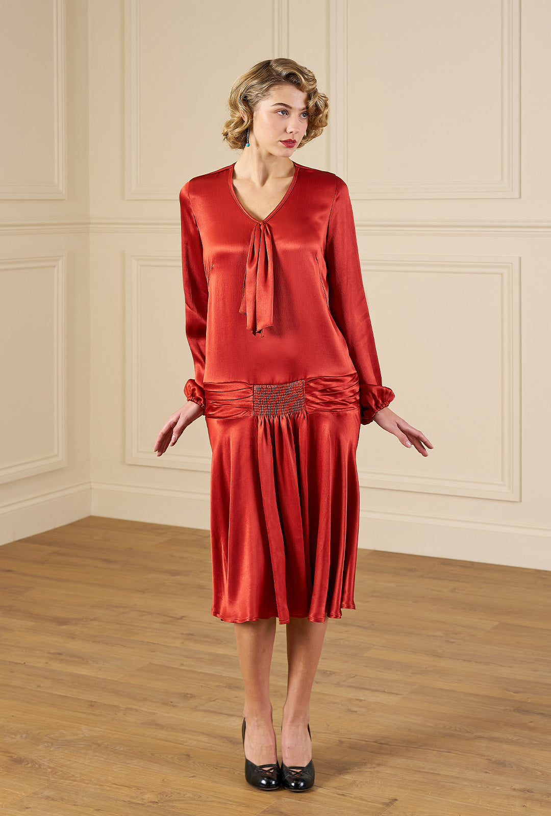 1920s Constance Gown in Rust Satin