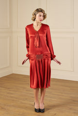 1920s Constance Gown in Rust Satin
