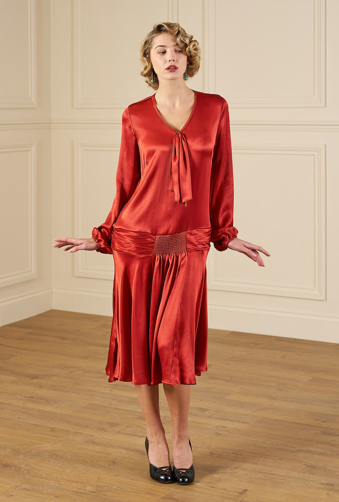 1920s Constance Gown in Rust Satin
