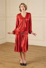 1920s Constance Gown in Rust Satin