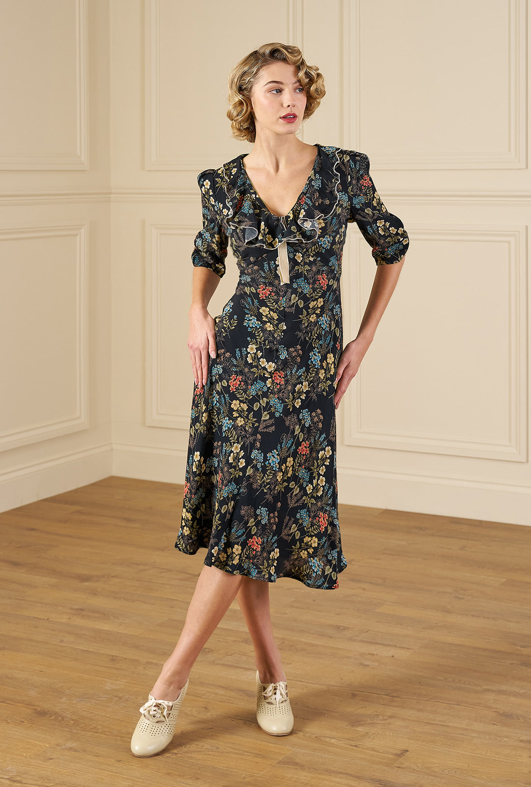 1930s Cora Bias Cut Dress Botanica