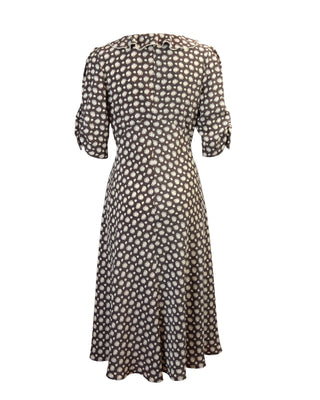 30s Cora Bias Cut Dress - Brown Deco Dot