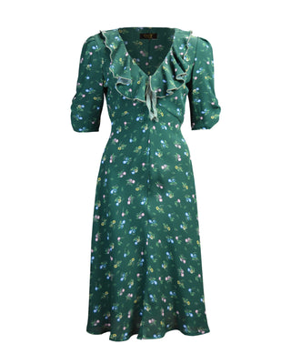 30s Cora Bias Cut Dress in Forest Petunia