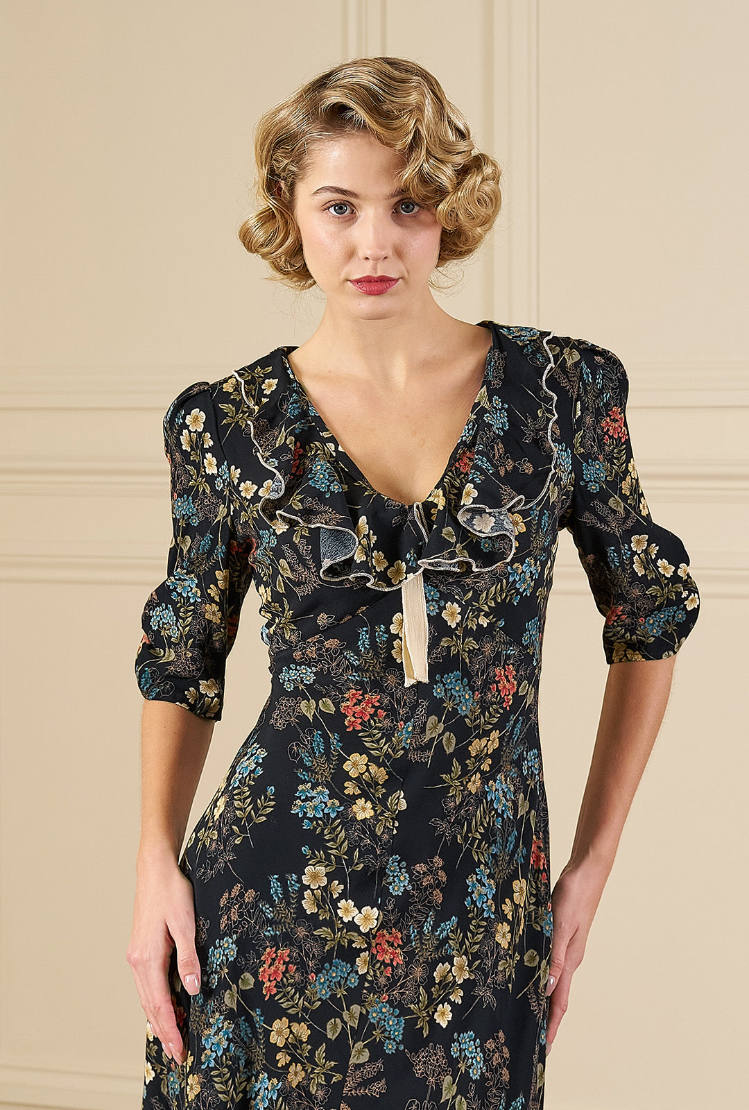 1930s Cora Bias Cut Dress Botanica