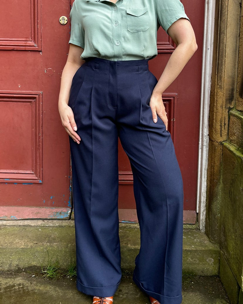 30s Marlene Trousers - navy twill