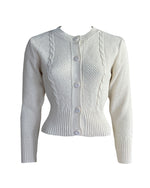 Vintage Cable Crop Cardigan - Ivory