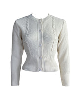 Vintage Cable Crop Cardigan - Ivory