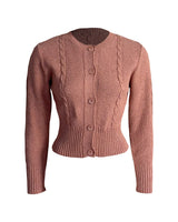 Vintage Cable Crop Cardigan - Paprika