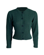 Vintage Cable Crop Cardigan - Forest