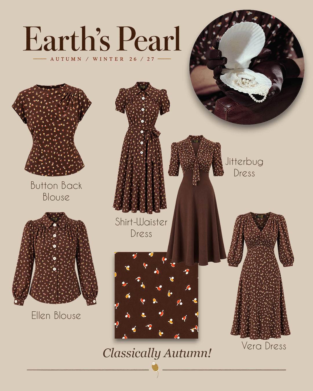 1930s Jitterbug Dress - Earth Pearl