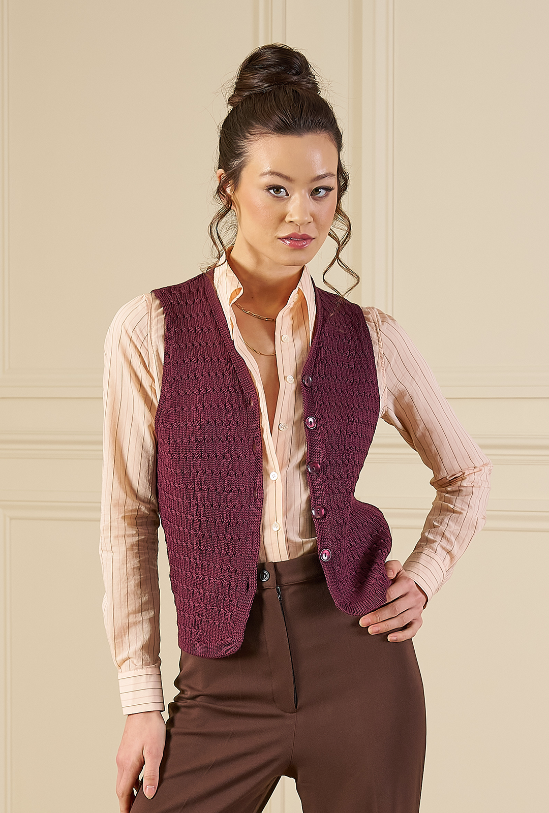 Knitted Waistcoat - Egg Plant