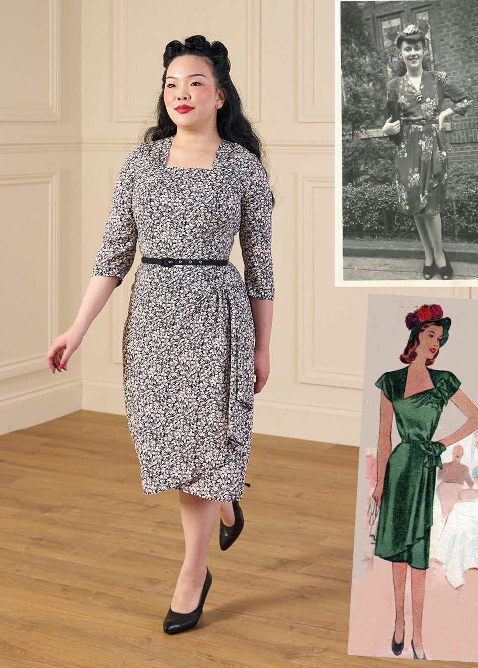 1940s O'Hara Cocktail Dress in Moonflower