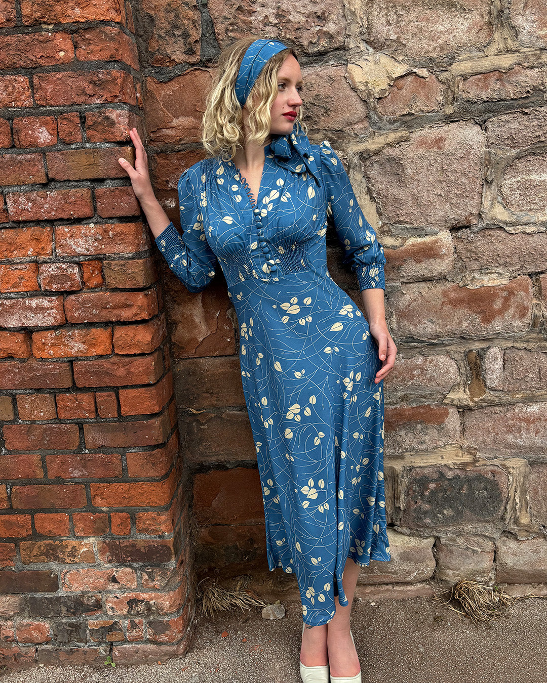 1930s 70s Eliza Dress in Eden – House of Foxy