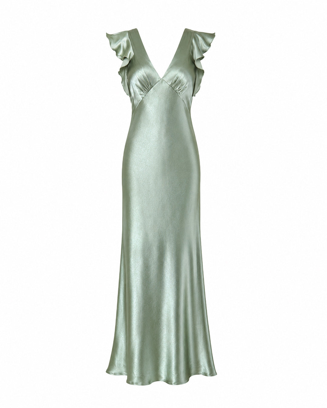 1930s Faye Bias Cut Gown - Sage Satin