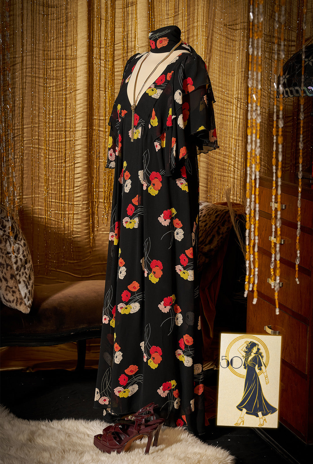 1970s Felicity Dress - Poppy - model shot