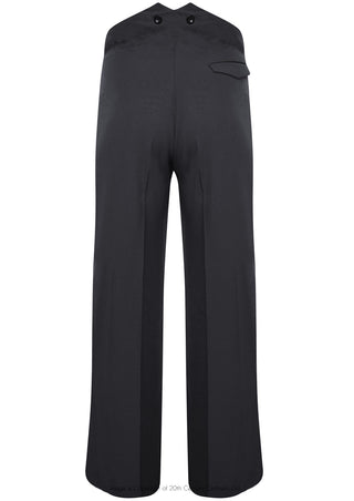 Fishtail Back Trousers - Charcoal Twill