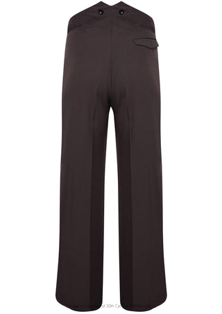Fishtail Back Trousers - Brown Twill