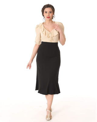 1930s Flutter Skirt - Black