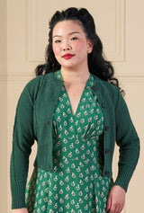 Vintage Cable Crop Cardigan - Forest