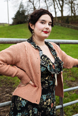 Vintage Cable Crop Cardigan - Paprika