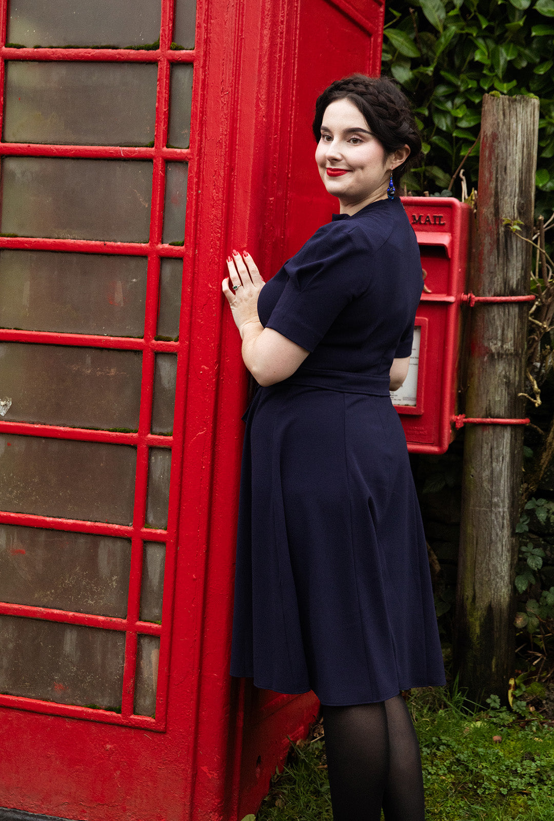 1940s Stanwyck Dress - Navy
