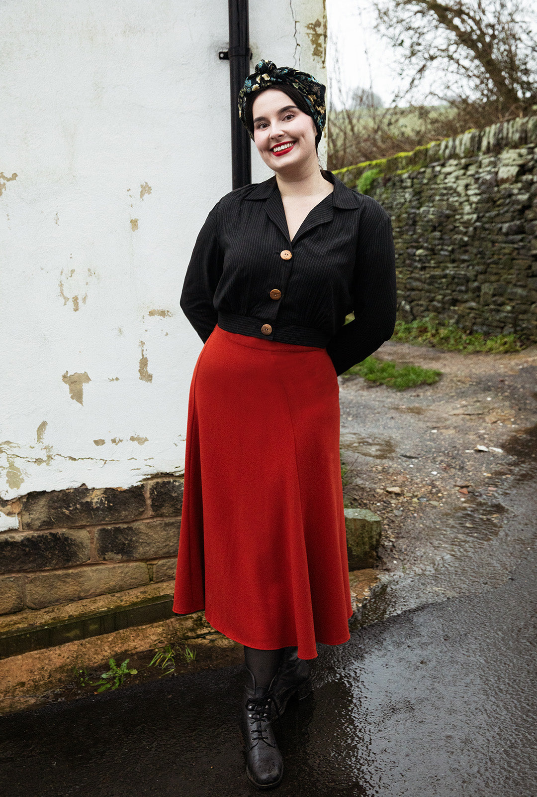 1930s Swirl Skirt - Rust