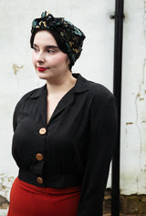 1930s Amelia Blouse - Black Pinstripe