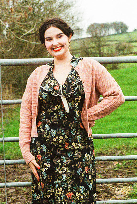 Vintage Cable Crop Cardigan - Paprika