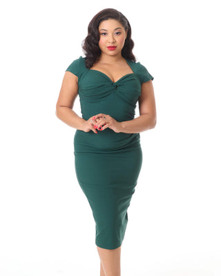 Foxy Lady 50s Wiggle Dress - Holly Green