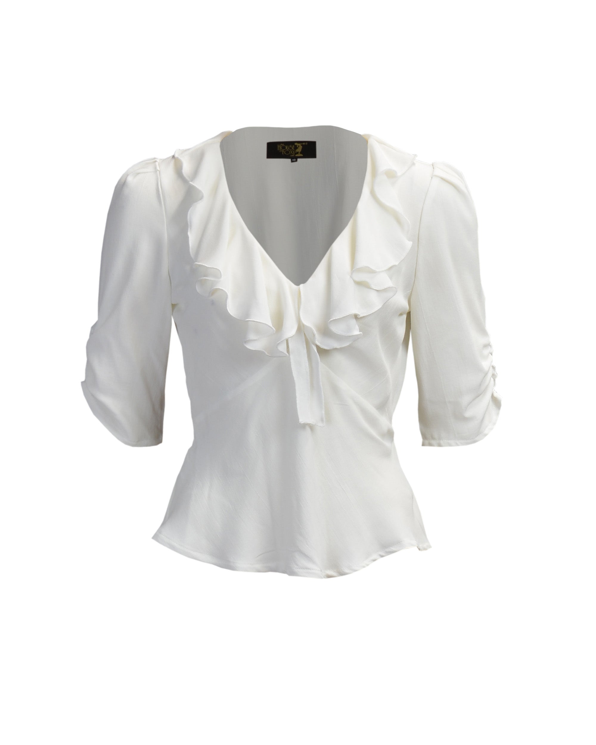 1930s Frill Blouse - Ivory - product shot