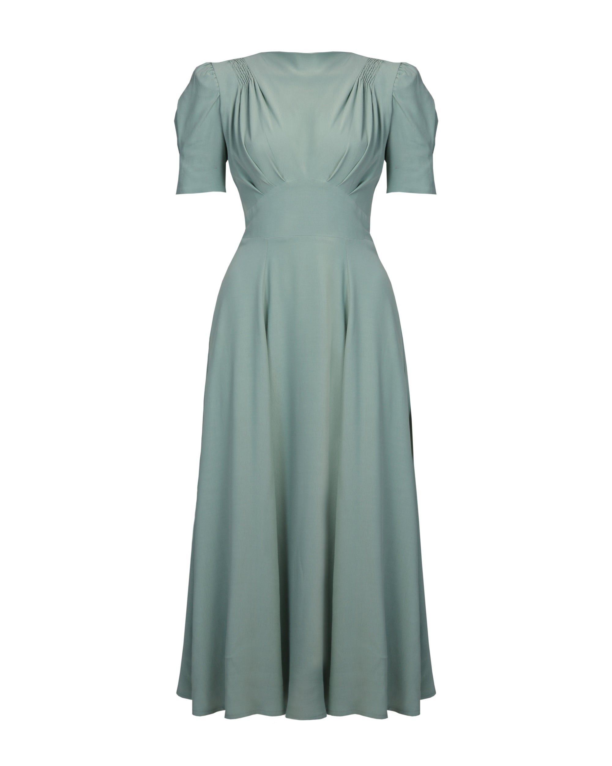 1940s 'Girl Friday' Midi Dress - Duck Egg