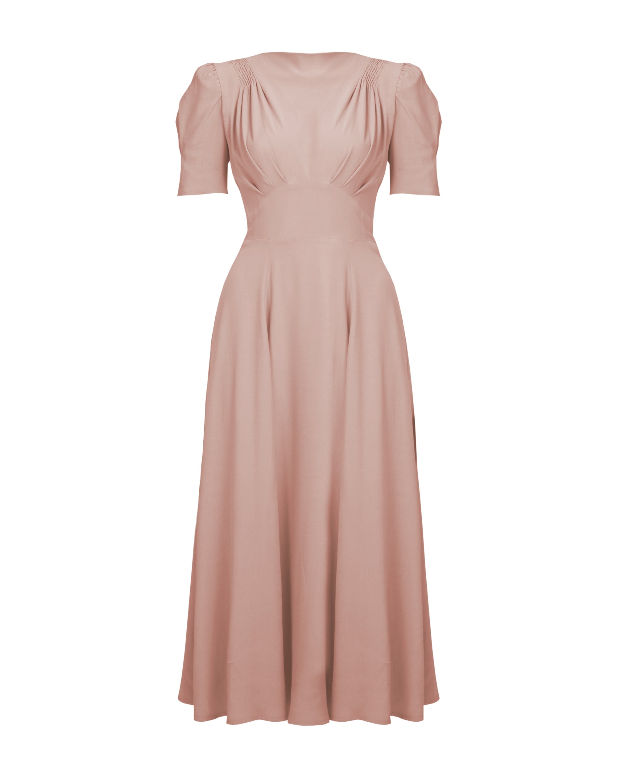 1940s 'Girl Friday' Midi Dress Blush – House of Foxy