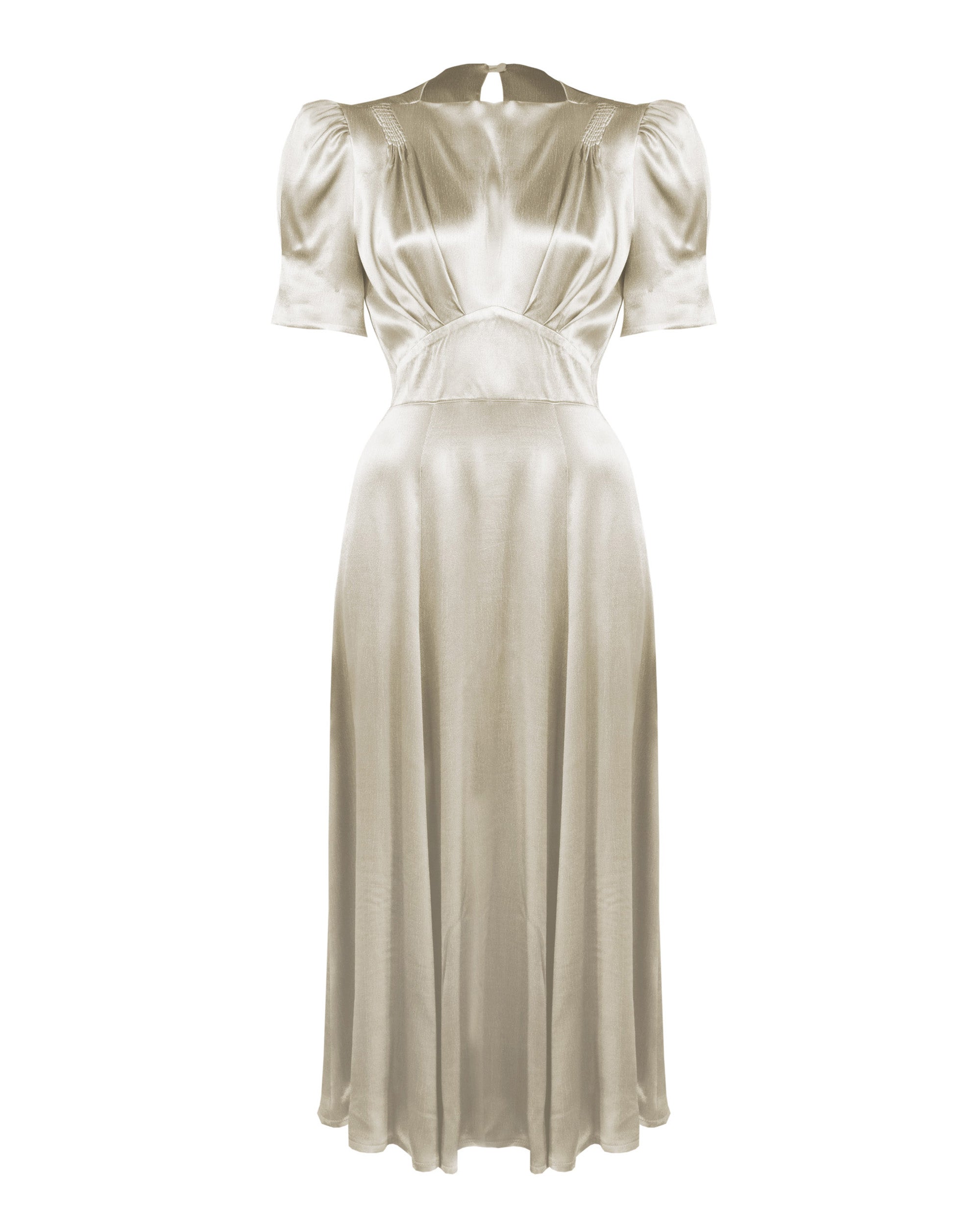 1940s 'Girl Friday' Midi Dress - Oyster Satin