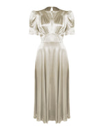 1940s 'Girl Friday' Midi Dress - Oyster Satin