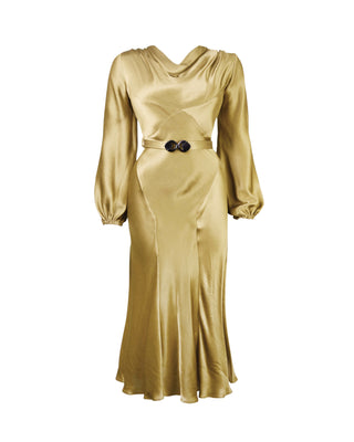 30s Joanie Bias Cut Dress - GoldSatin