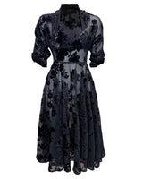1950s Grace Dress in Black Rose Devore