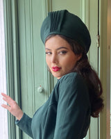 1940s Halo Beret - Racing Green