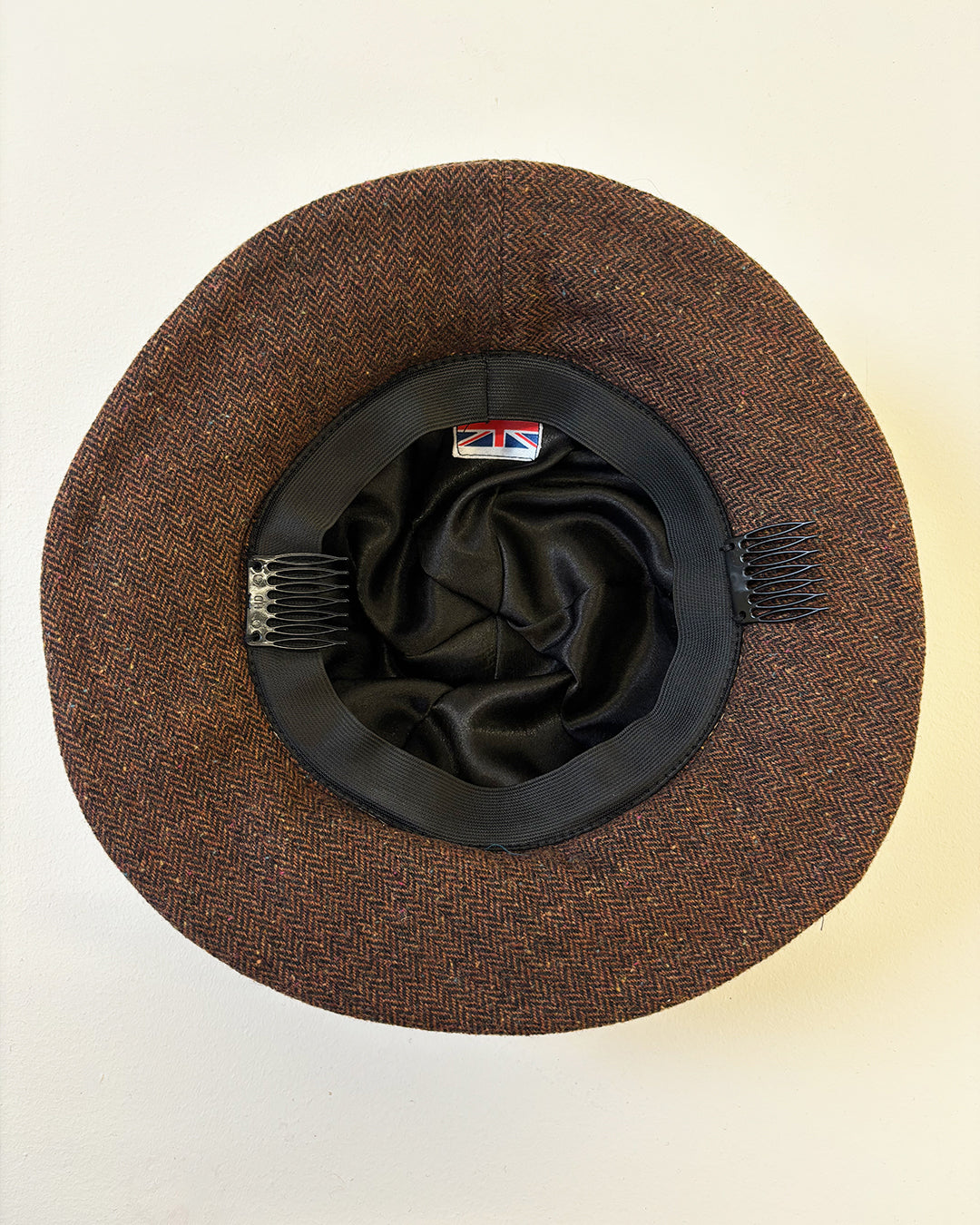 1930s Harbour Belle Bow Hat - Mahogany Herringbone