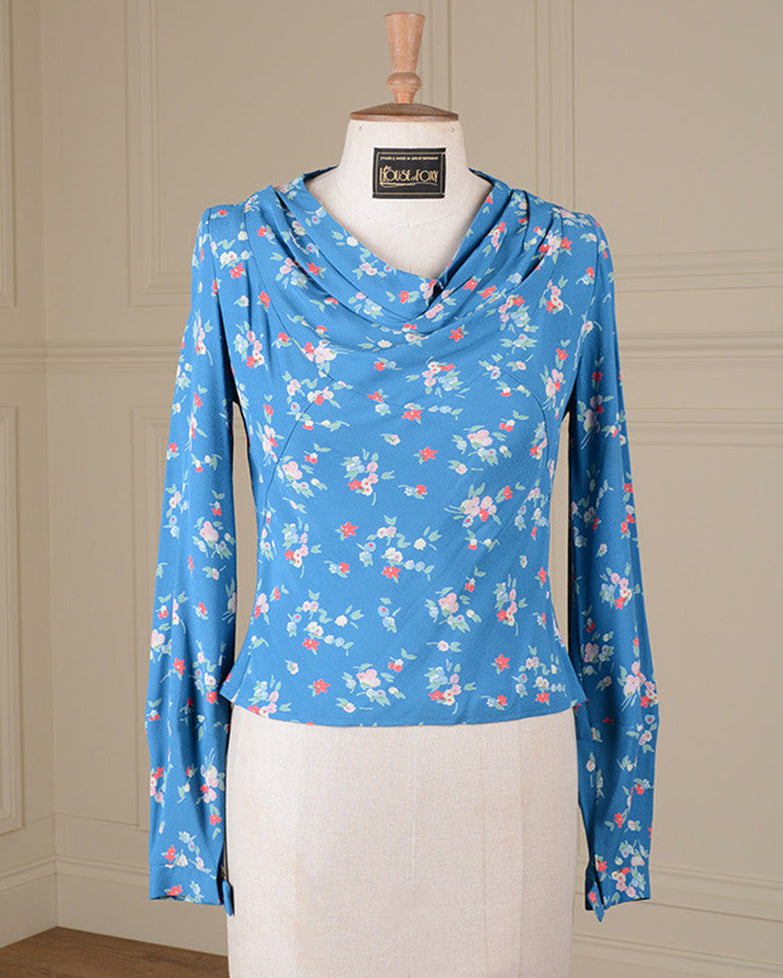 1930s Harlow Cowl Neck Blouse - Sample