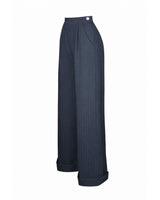1940s Hepburn Pleated Trousers - Pinstripe